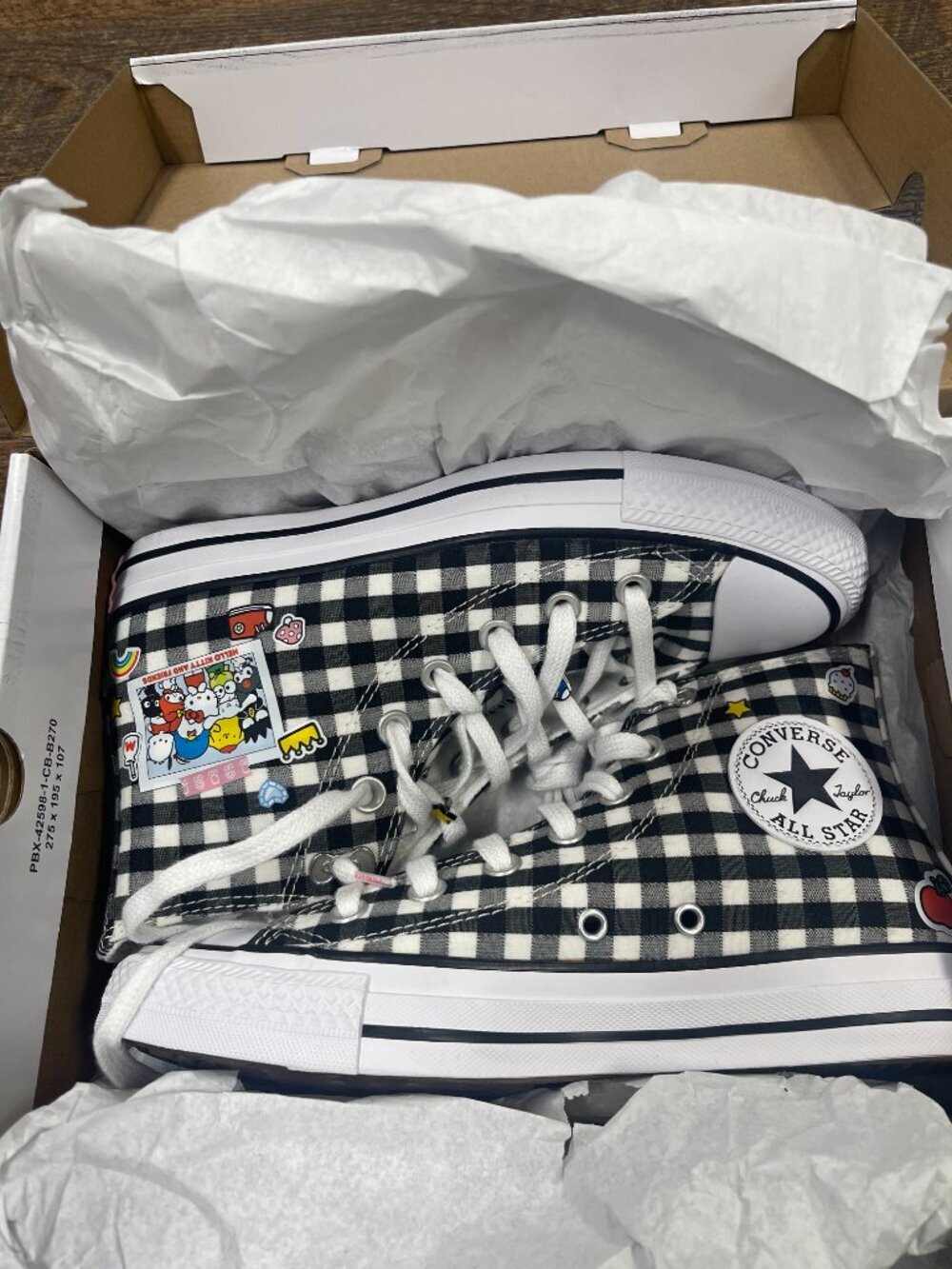 Converse x Hello Kitty & Friends Gingham High Tops NWT Women's 6.5 - Picture 11 of 13